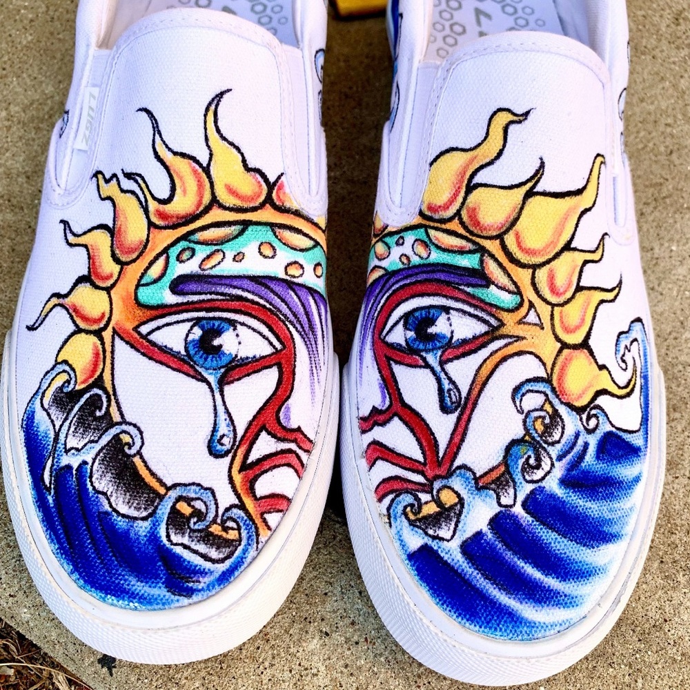 Hand Painted Sublime 40 Ounces To Freedom Album Cover Slip On Shoes Size 11